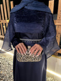 Gleaming Three‑Piece Luxe Abaya Ensemble